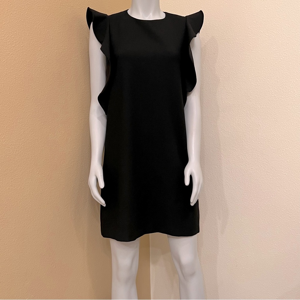 Zara Women NWOT Black Mini Shift Dress With Butterfly Sleeves